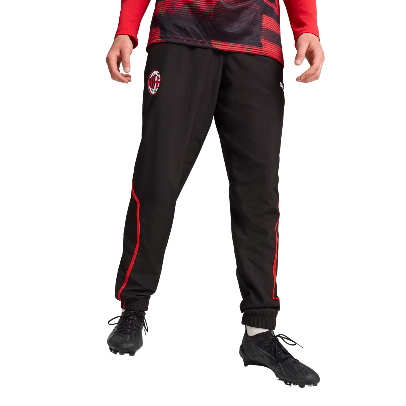 PUMA AC Milan Pre-Match Trainingsbroek Woven 2024-2025 Zwart Rood