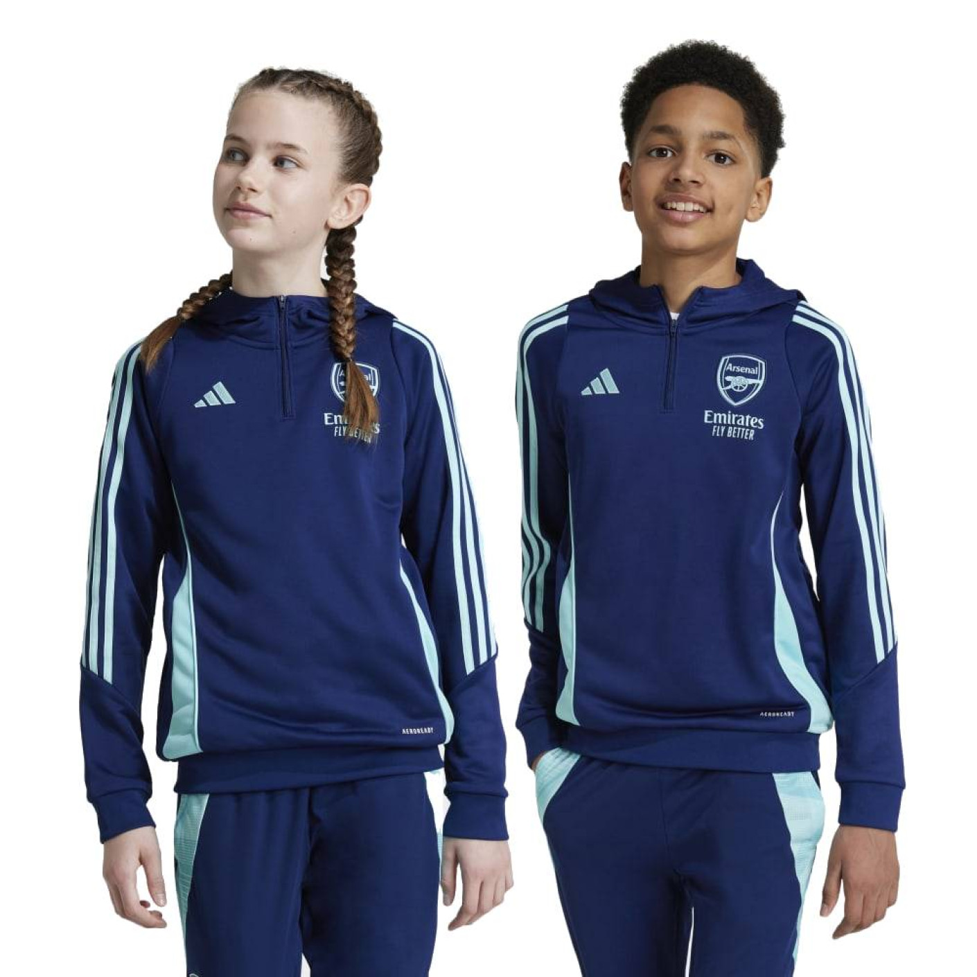 adidas Arsenal Track Hoodie 2024-2025 Kids Donkerblauw Lichtblauw