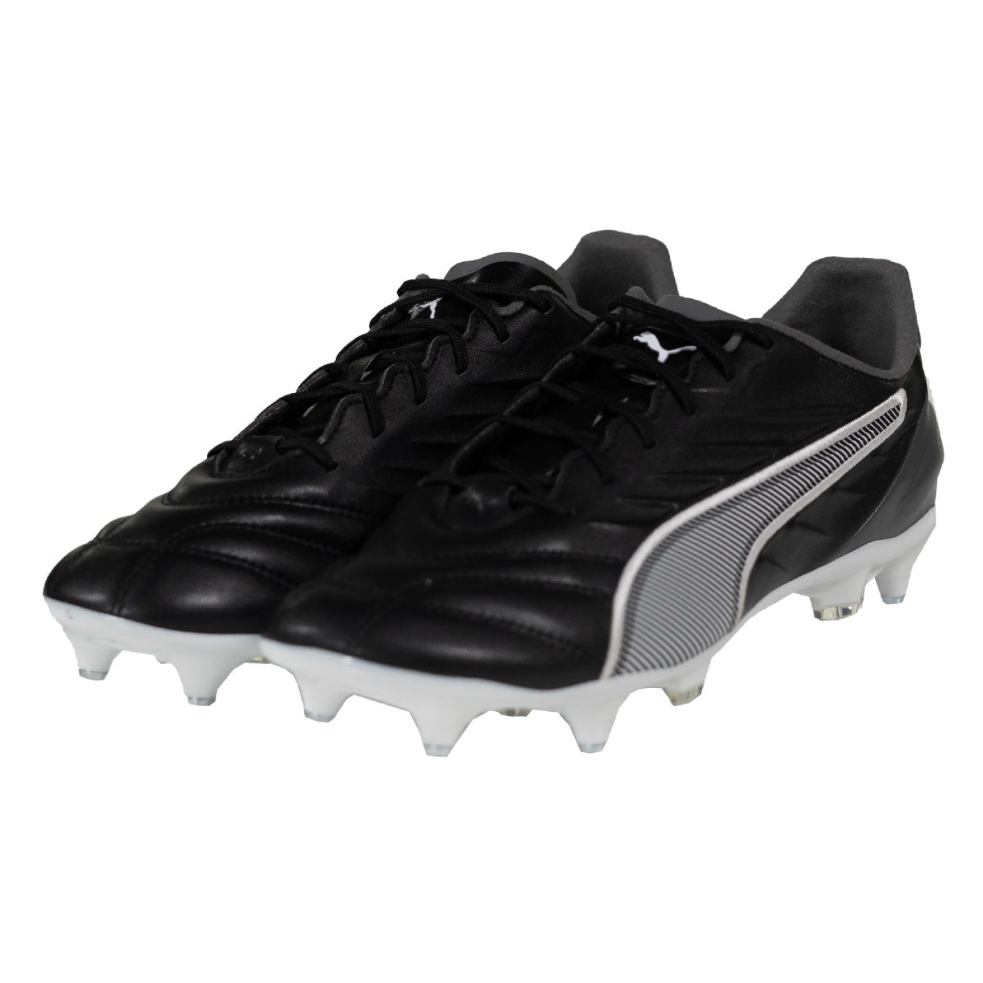 PUMA King Pro IJzeren-Nop Voetbalschoenen (SG) Zwart Wit Grijs