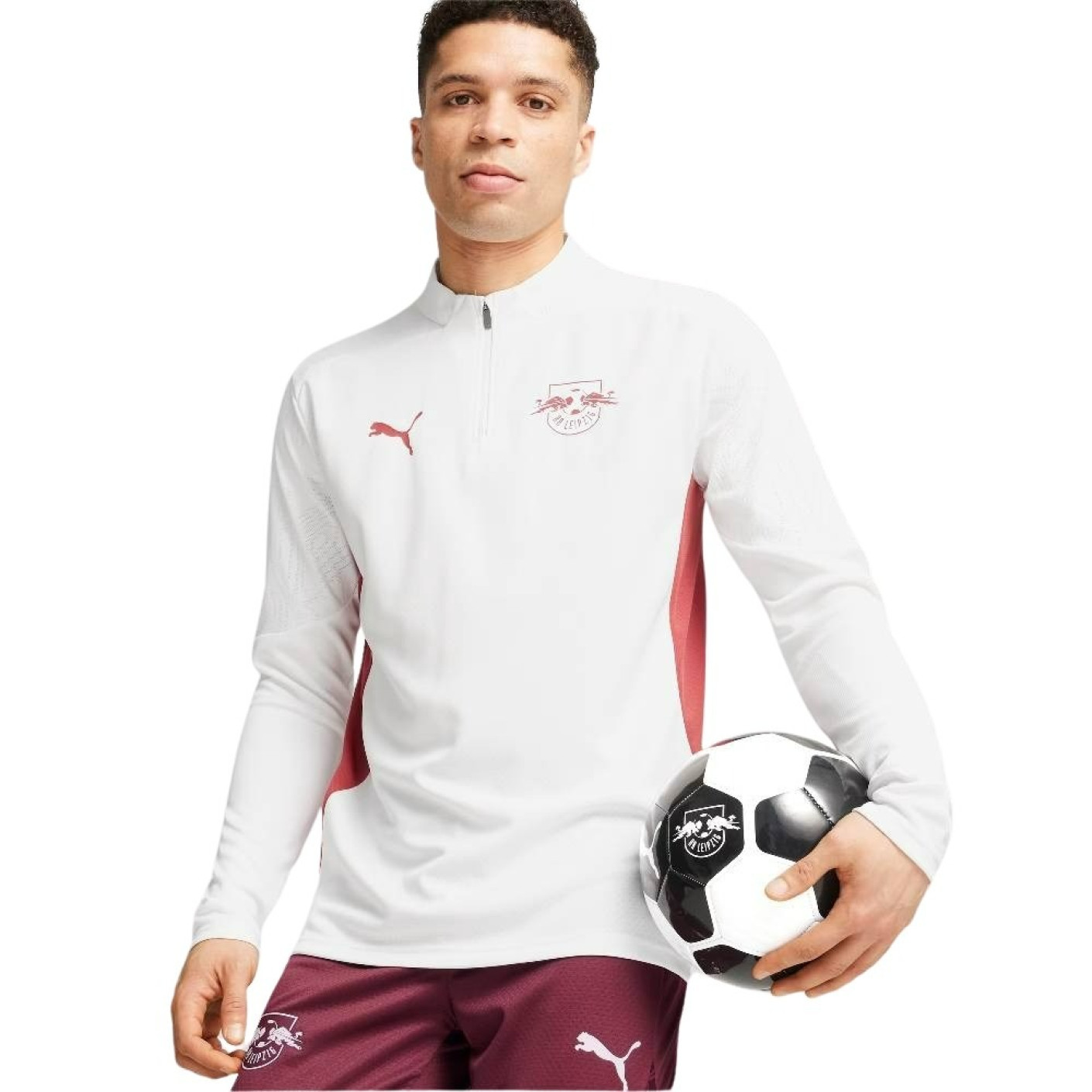 PUMA RB Leipzig Trainingstrui 1/4 Zip 2024-2025 Wit Rood