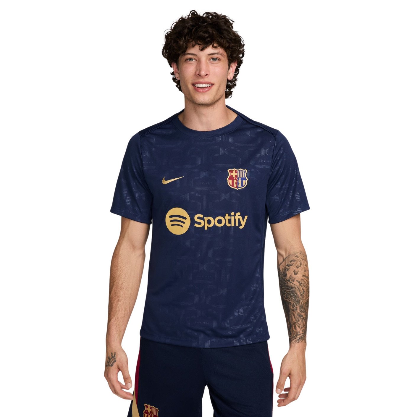 Nike FC Barcelona Pre-Match Trainingsshirt 2024-2025 Donkerblauw Goud