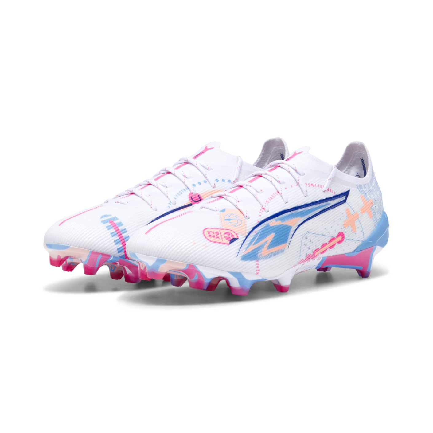 PUMA Ultra 5 Ultimate Gras Voetbalschoenen (FG) Wit Blauw Roze