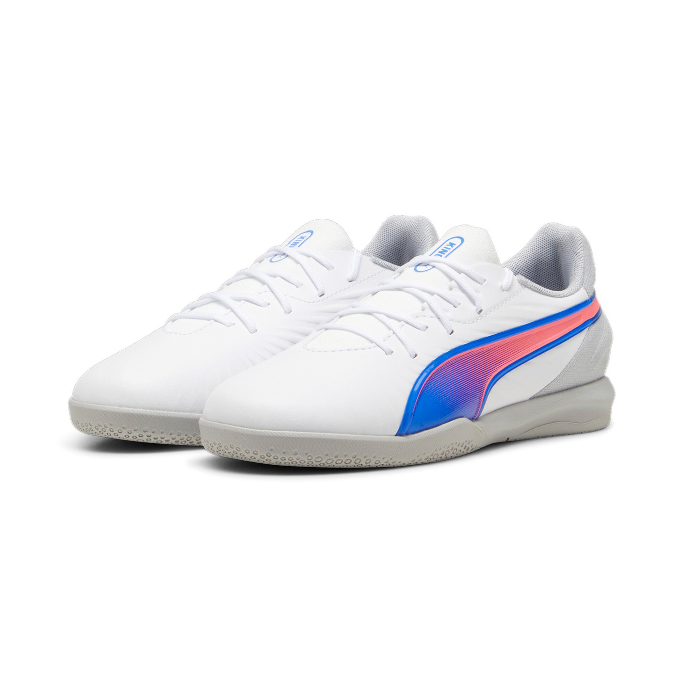 PUMA King Match Zaalvoetbalschoenen (IN) Kids Wit Blauw Lichtroze