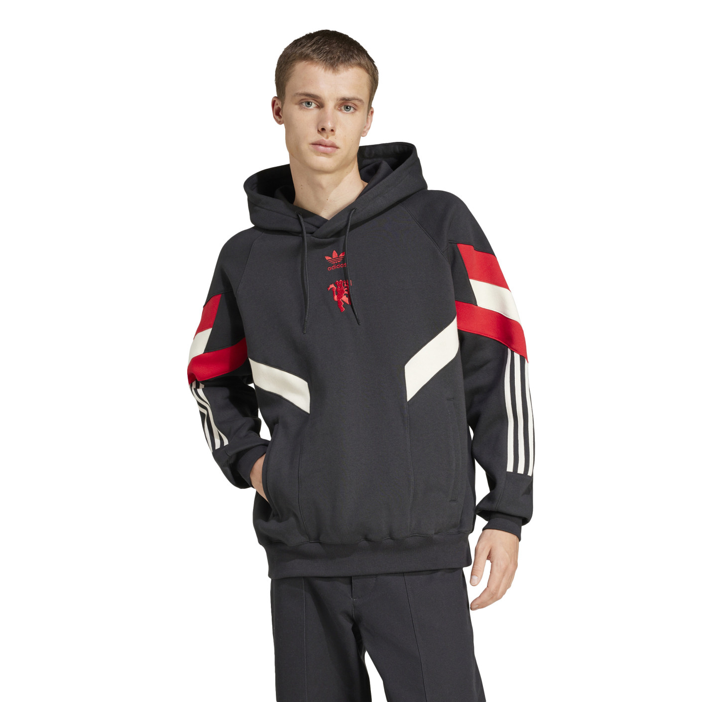 adidas Manchester United Originals Hoodie 2024-2025 Zwart Rood