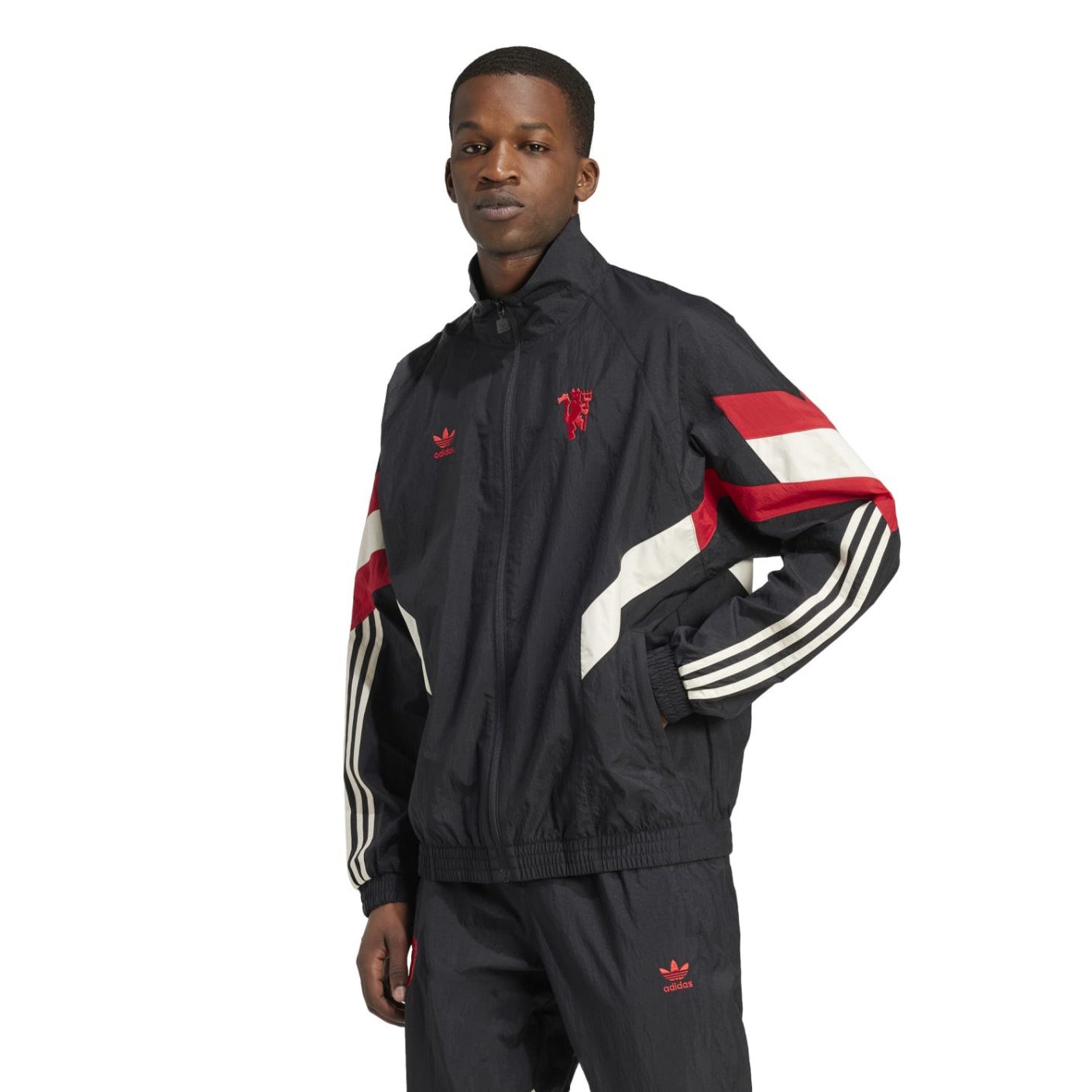 adidas Manchester United Originals Trainingsjack 2024-2025 Zwart Rood