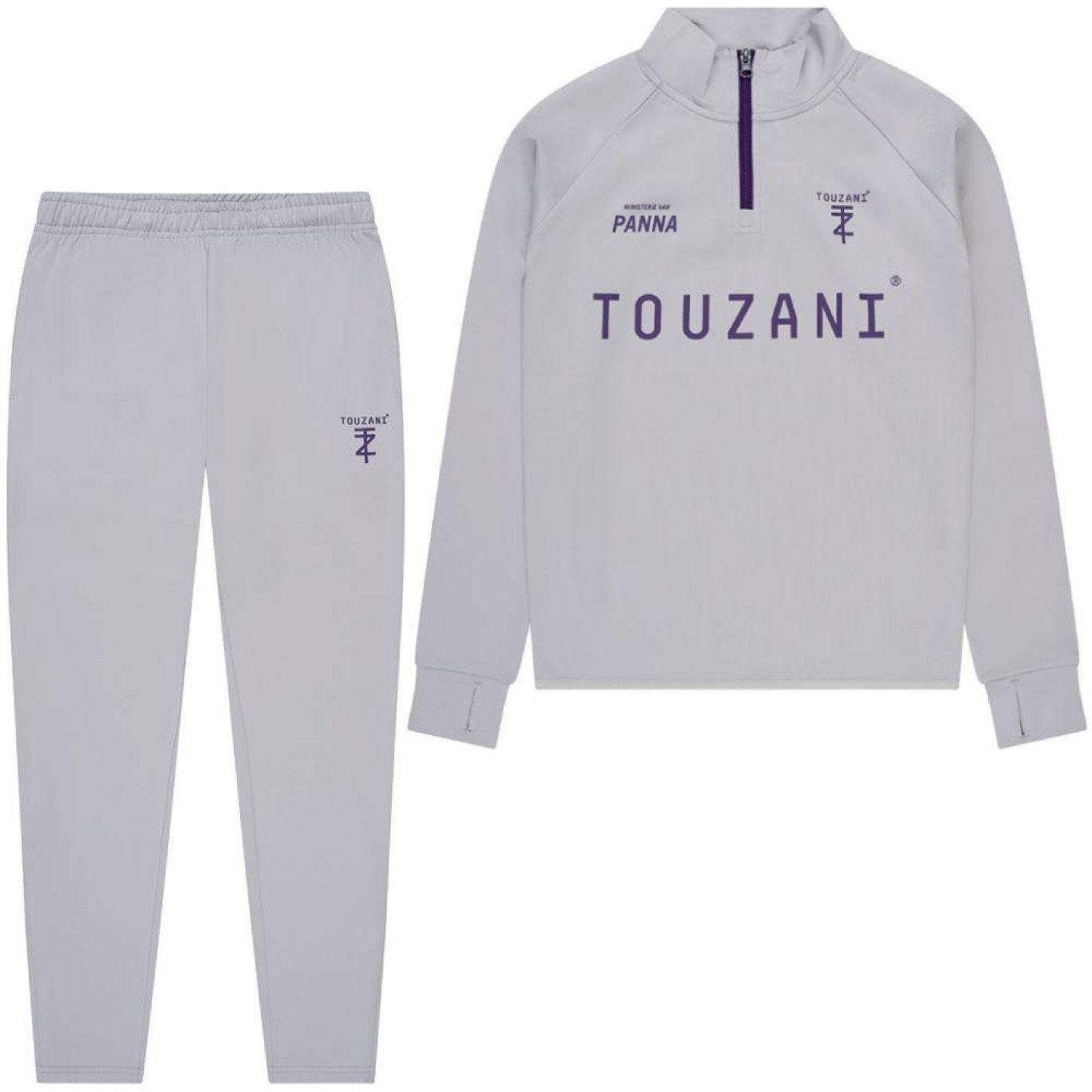 Touzani Platinum Trainingspak 1/4-Zip Kids Grijs Paars