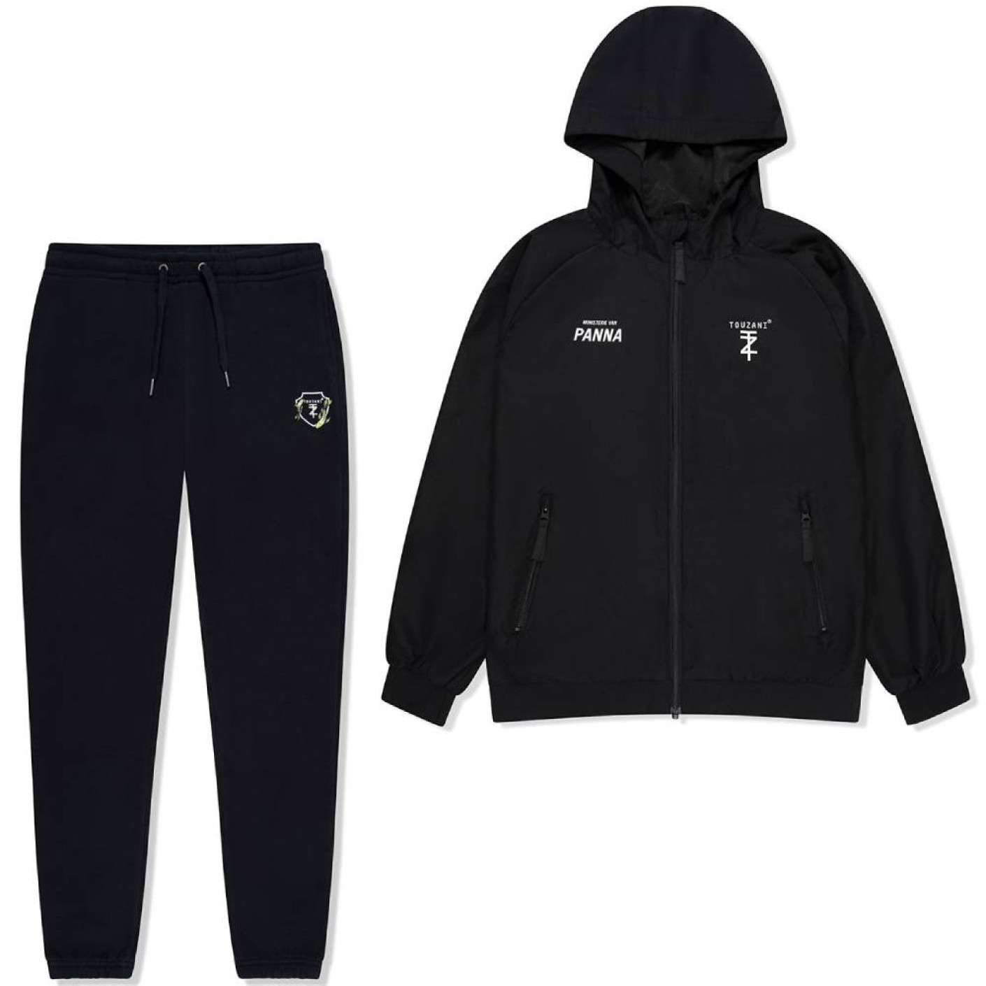 Touzani Beni Wind Trainingspak Full Zip Kids Zwart Wit