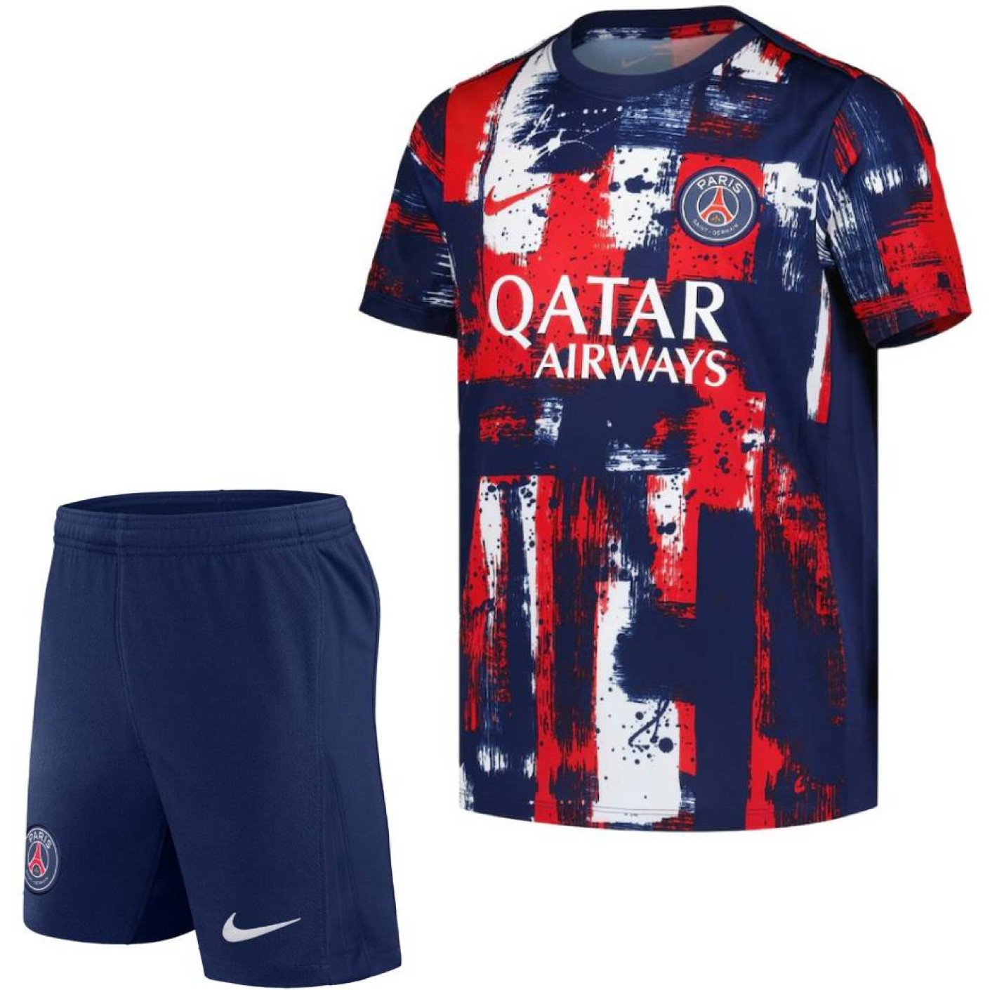 Nike Paris Saint Germain Pre-Match Trainingsset 2024-2025 Kids Donkerblauw Rood