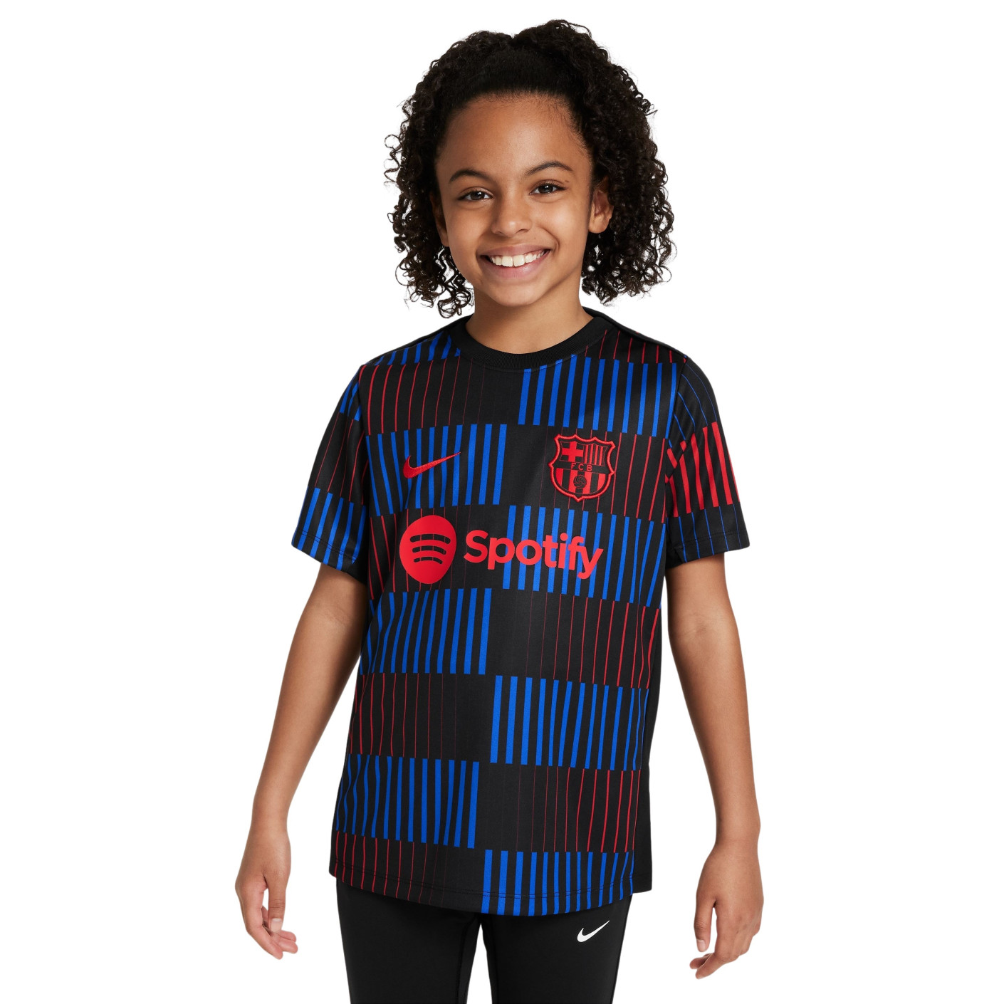 Nike FC Barcelona Pre-Match Trainingsshirt 2024-2025 Kids Zwart Blauw Rood