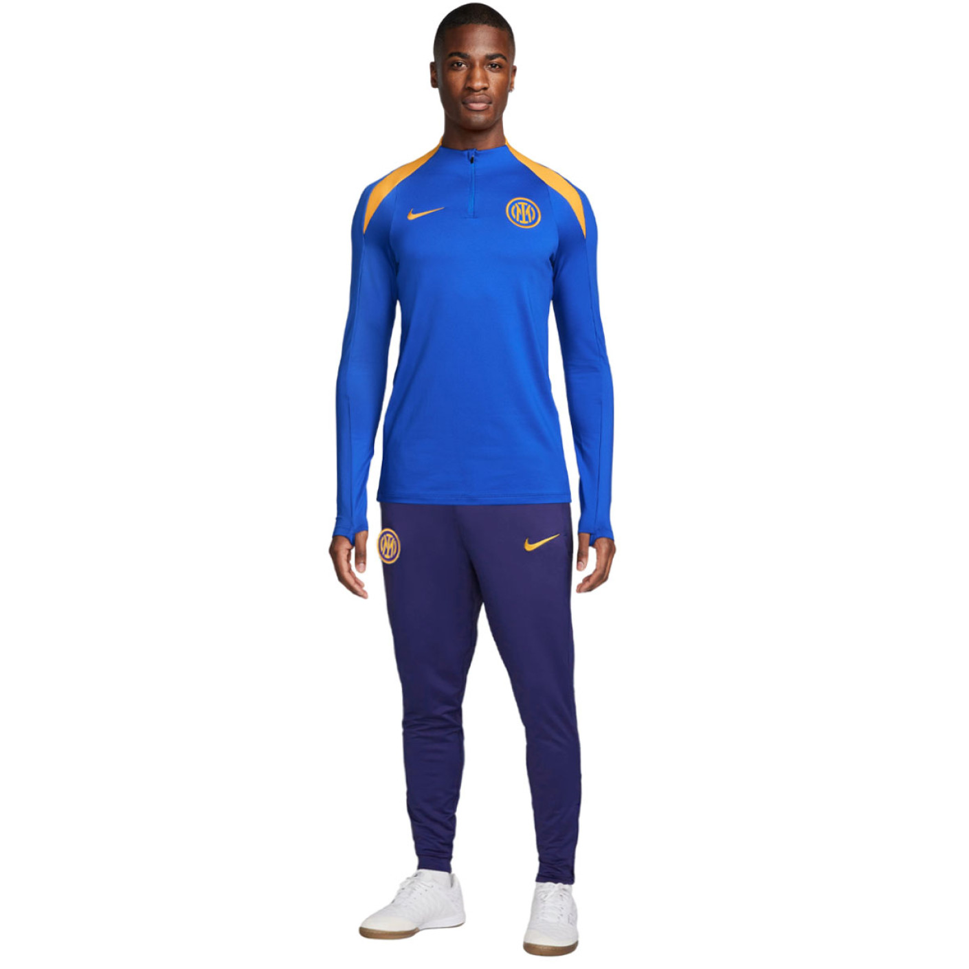 Nike Inter Milan Strike Trainingspak 1/4-Zip 2024-2025 Blauw Donkerblauw Goud