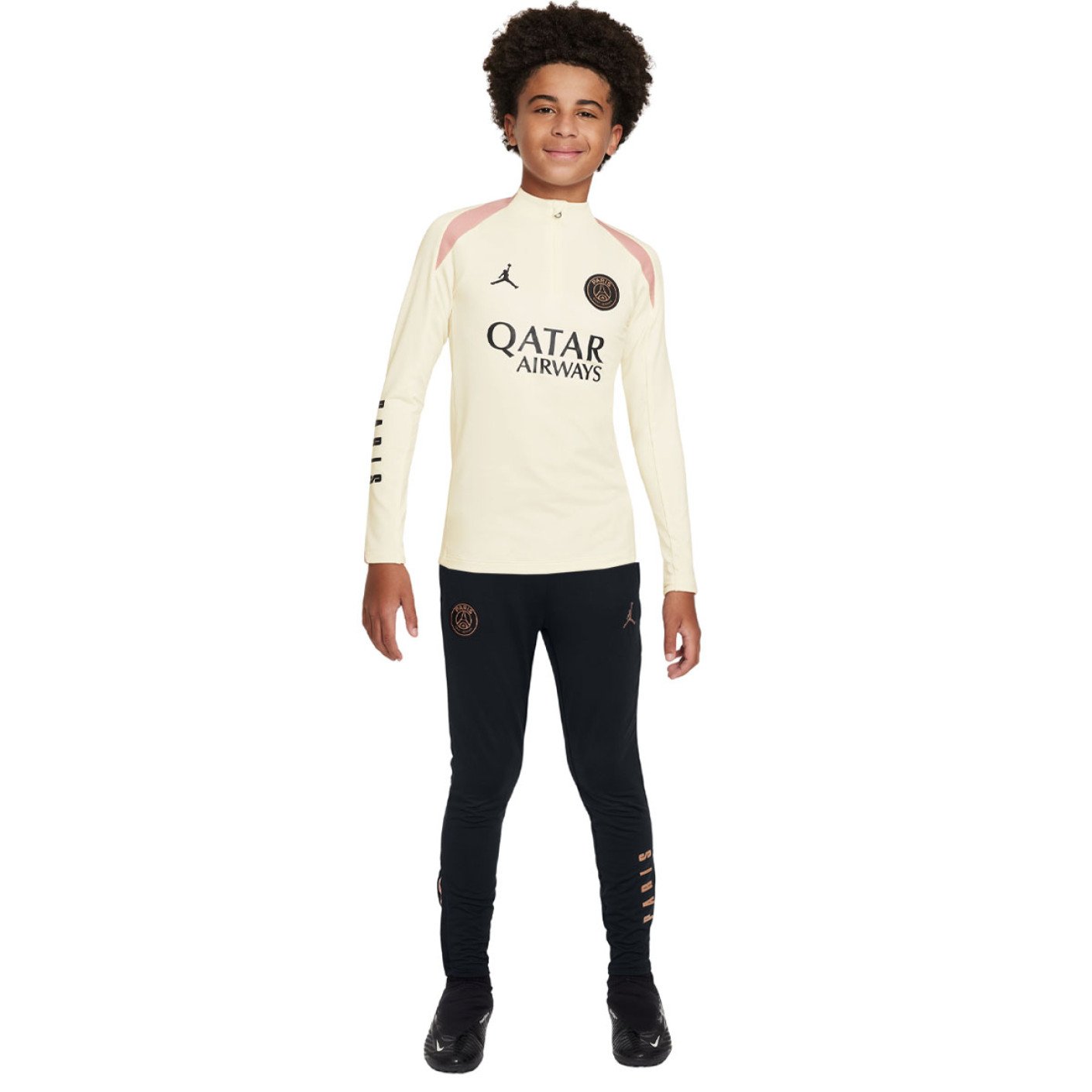 Nike Paris Saint-Germain x Jordan Strike Trainingspak 1/4-Zip 2024-2025 Kids Gebroken Wit Zwart Roze