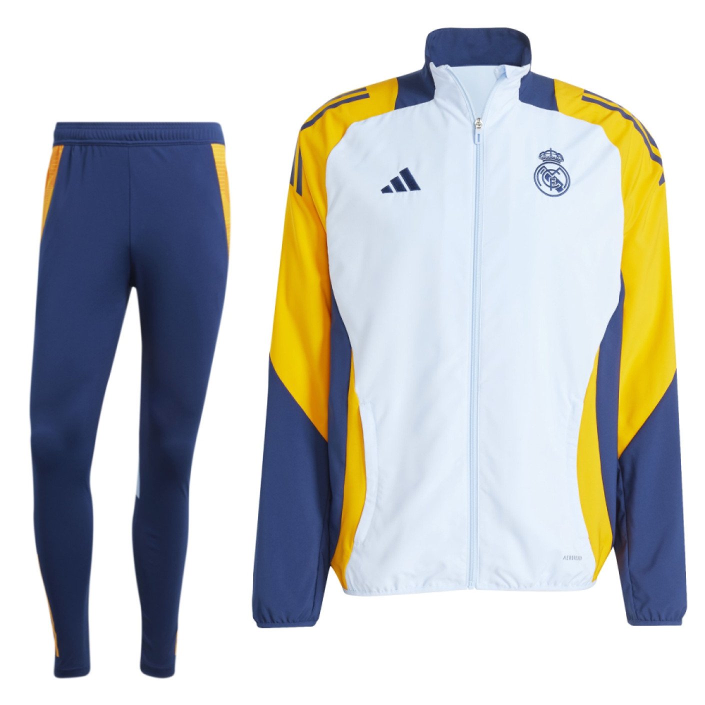 adidas Real Madrid Presentatie Trainingspak Full-Zip 2024-2025 Lichtblauw Donkerblauw