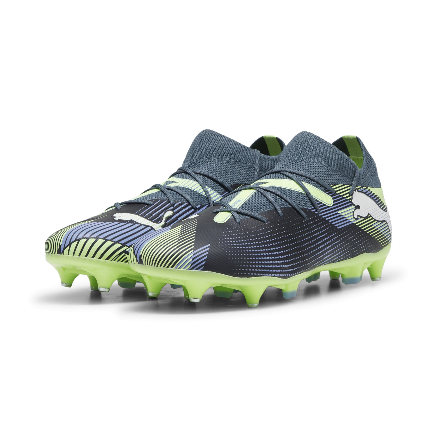 PUMA Future 7 Match IJzeren-Nop Voetbalschoenen (SG) Grijs Paars Groen Wit