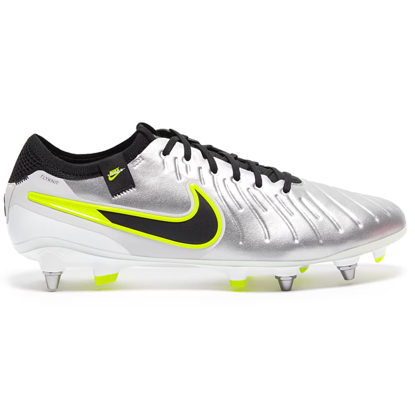 Nike Tiempo Legend 10 Elite IJzeren-Nop Voetbalschoenen (SG) Pro Player Zilver Zwart Neongeel