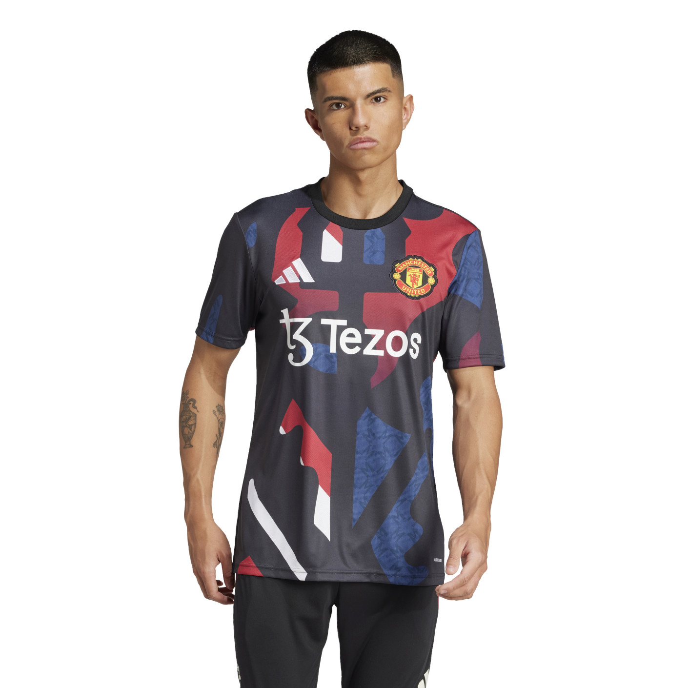 adidas Manchester United Pre-Match Trainingsshirt 2024-2025 Zwart Rood Blauw Wit