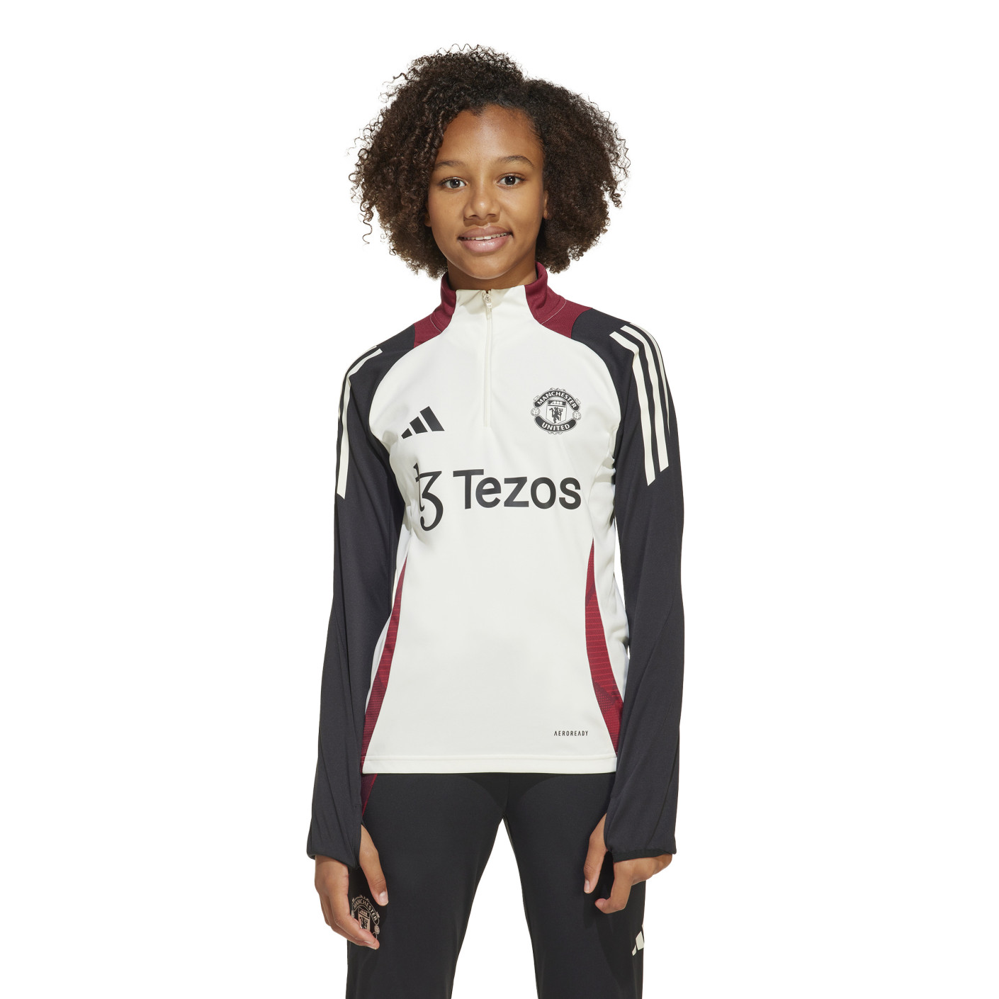 adidas Manchester United Trainingstrui 1/4-Zip 2024-2025 Kids Wit Zwart Rood