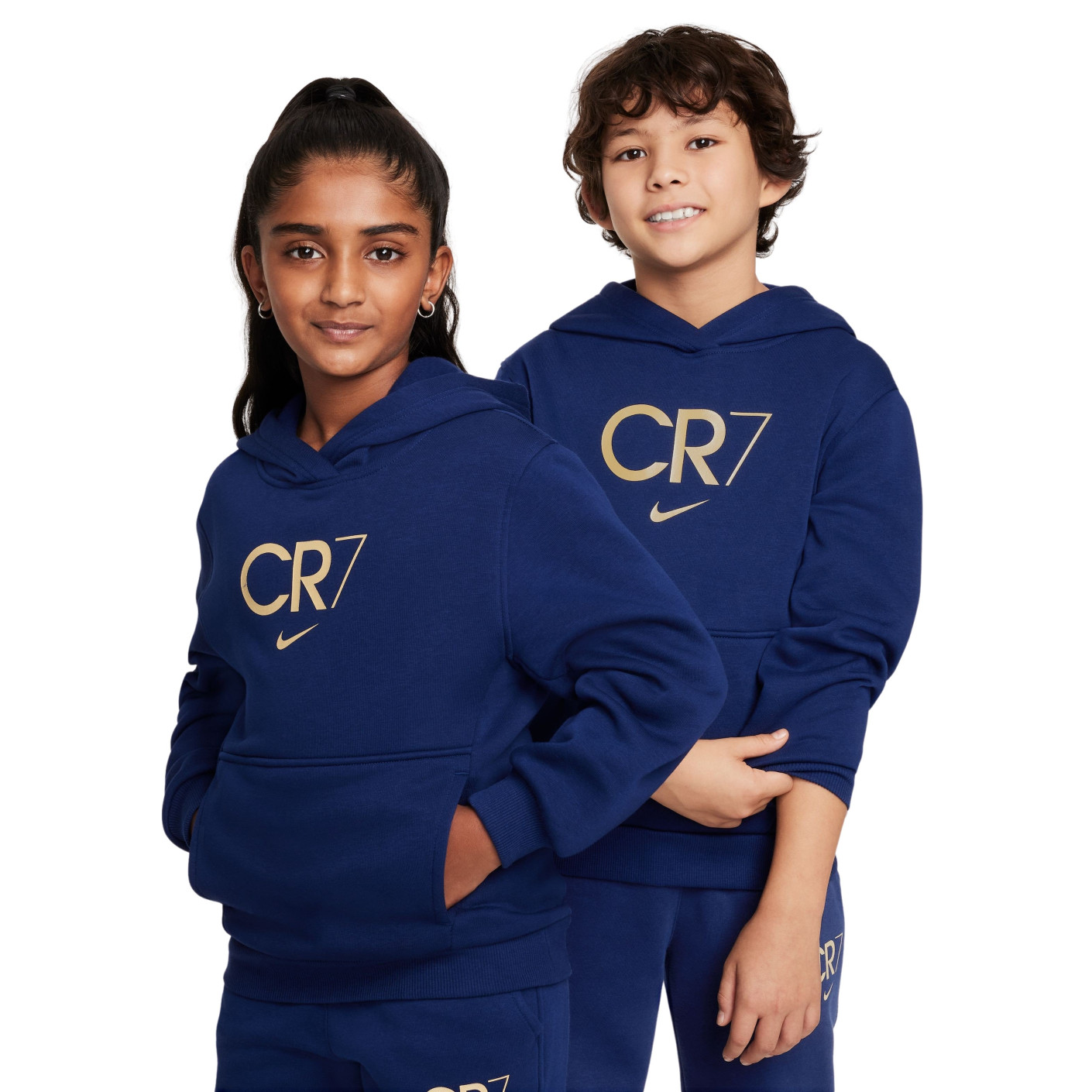 Nike CR7 Club Fleece Hoodie Kids Donkerblauw Goud