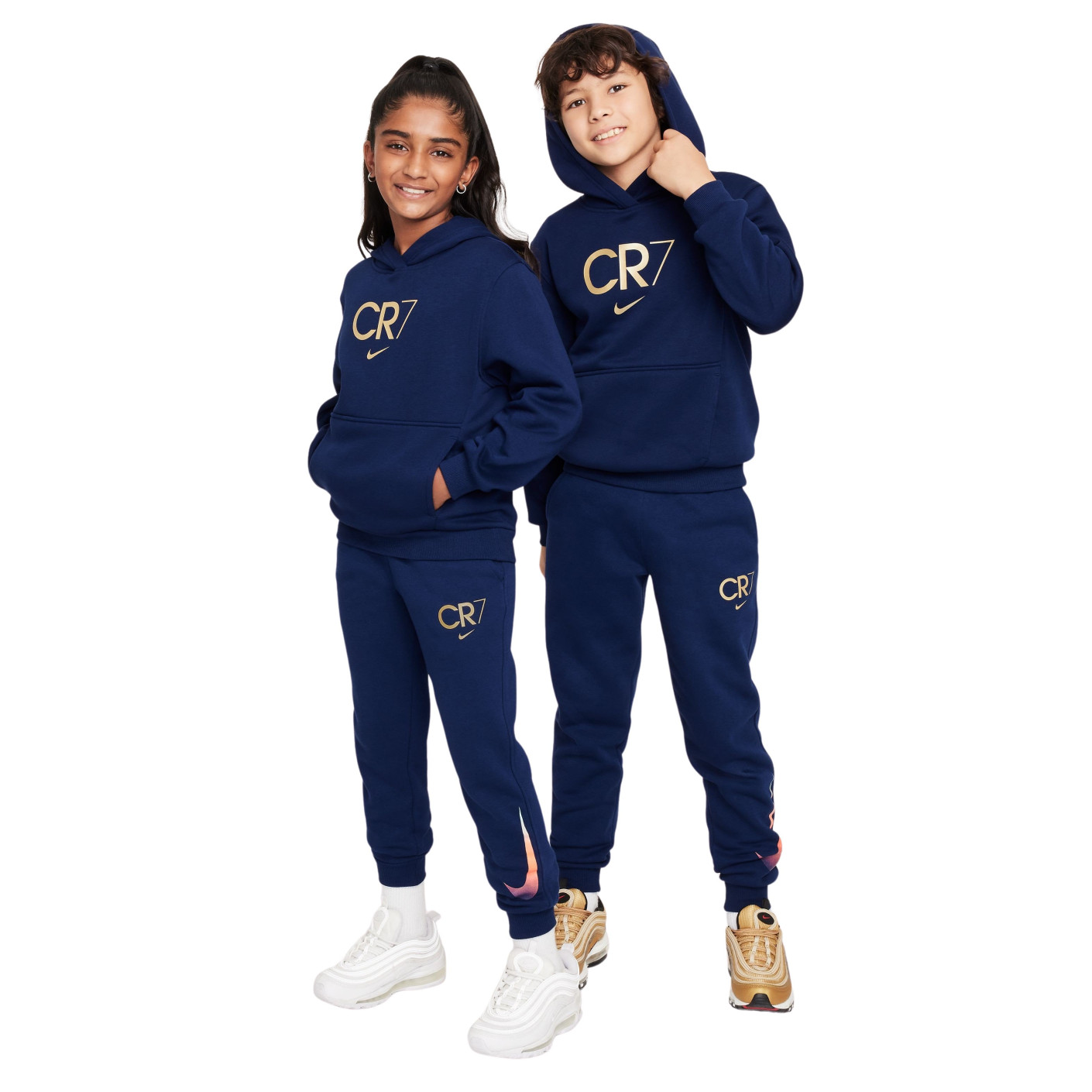 Nike CR7 Club Fleece Hoodie Trainingspak Kids Donkerblauw Goud