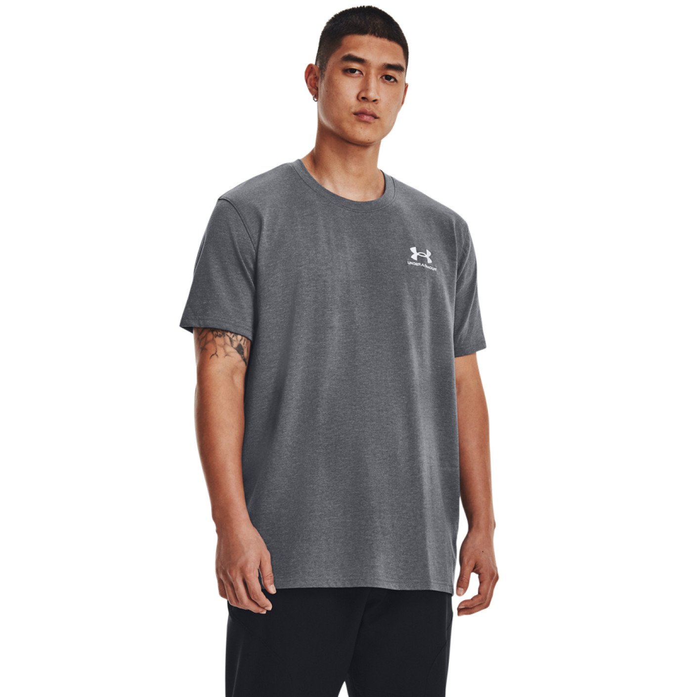 Under Armour Heavyweight T-Shirt Logo Grijs Wit