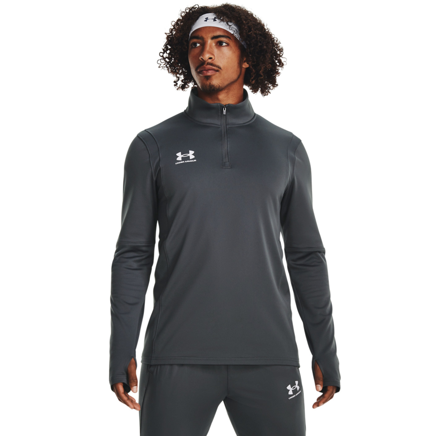 Under Armour Challenger Trainingstrui 1/4-Zip Donkergrijs Wit