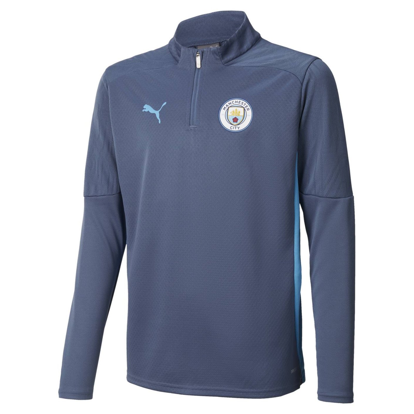 PUMA Manchester City Trainingstrui 1/4 Zip 2024-2025 Kids Donkerblauw Lichtblauw