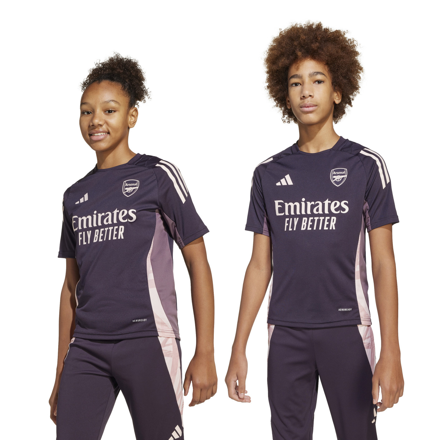 adidas Arsenal Trainingsshirt 2024-2025 Kids Donkerpaars Beige Paars