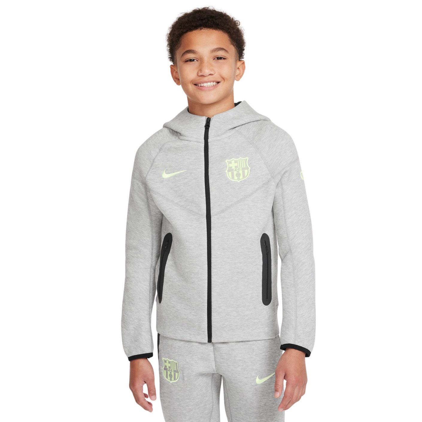 Nike FC Barcelona Tech Fleece Vest 2024-2025 Kids Grijs Lichtgroen