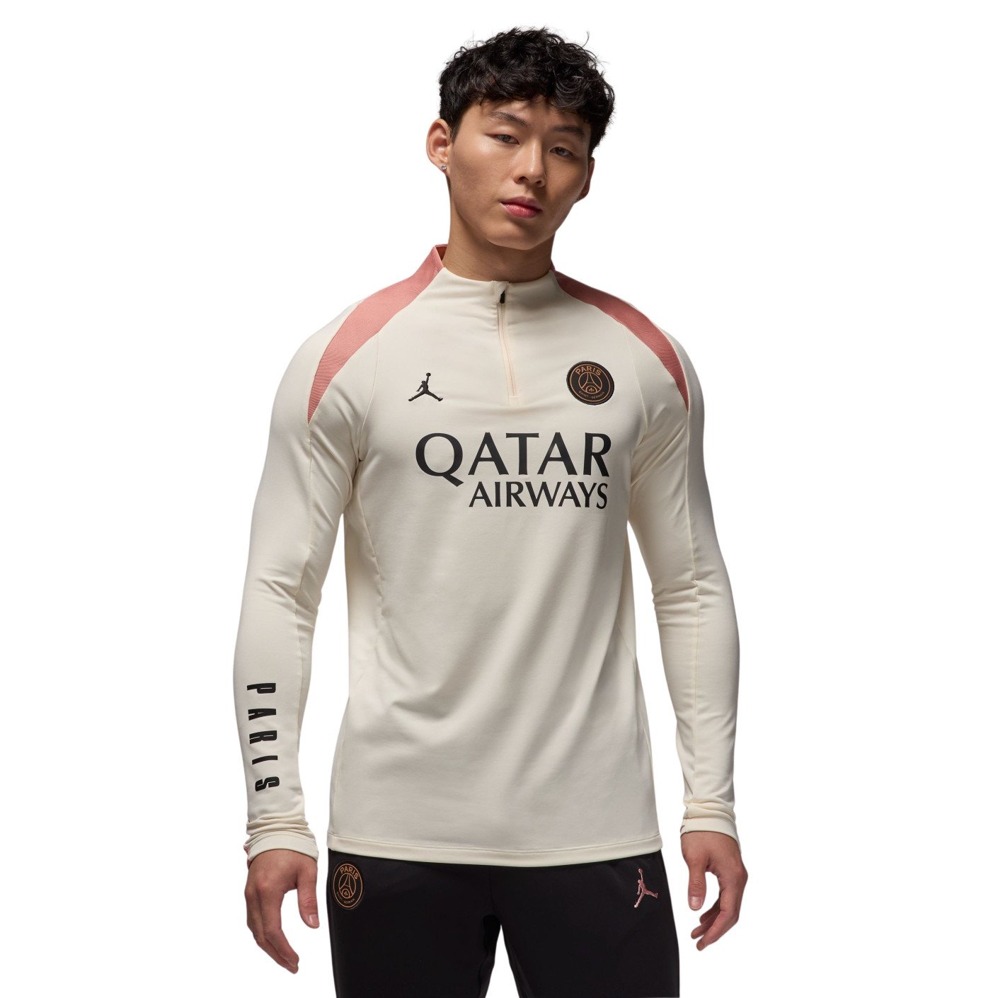 Nike Paris Saint-Germain x Jordan Strike Trainingstrui 1/4-Zip 2024-2025 Gebroken Wit Roze Zwart