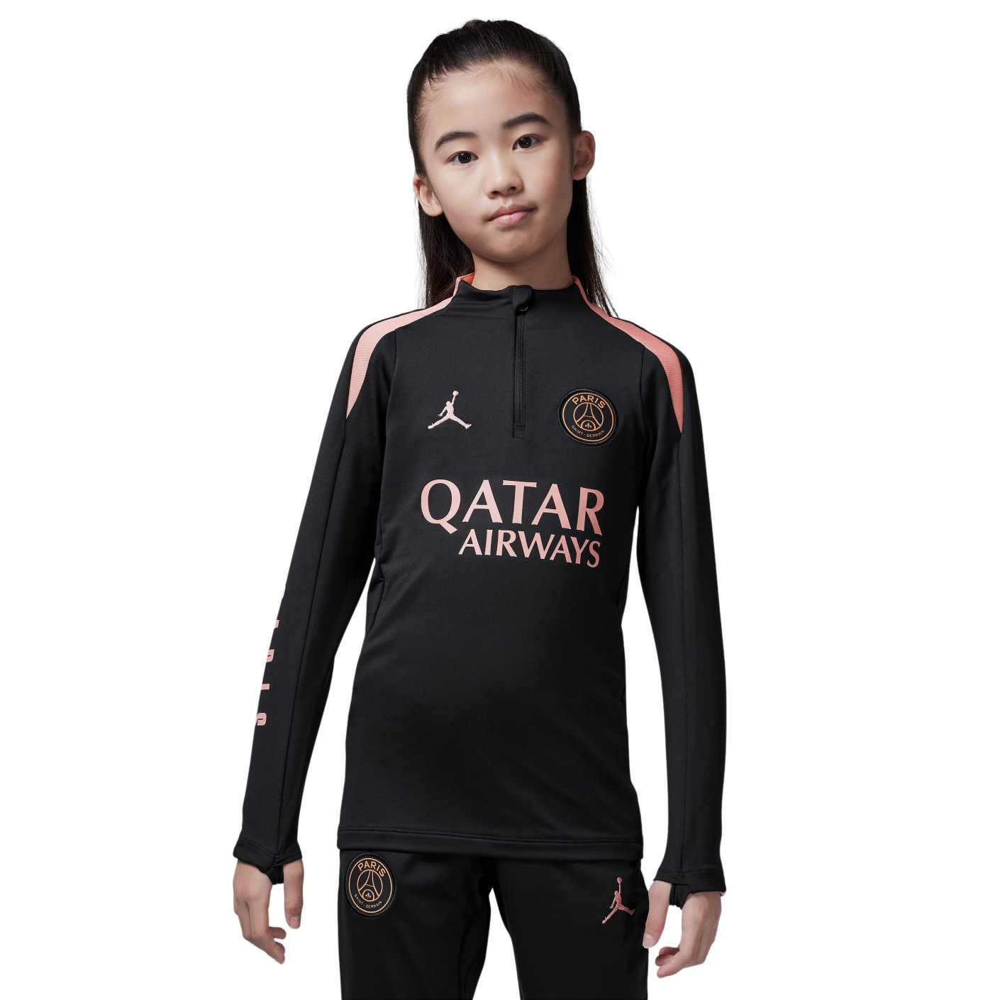 Nike Paris Saint-Germain x Jordan Strike Trainingstrui 1/4-Zip 2024-2025 Kids Zwart Roze