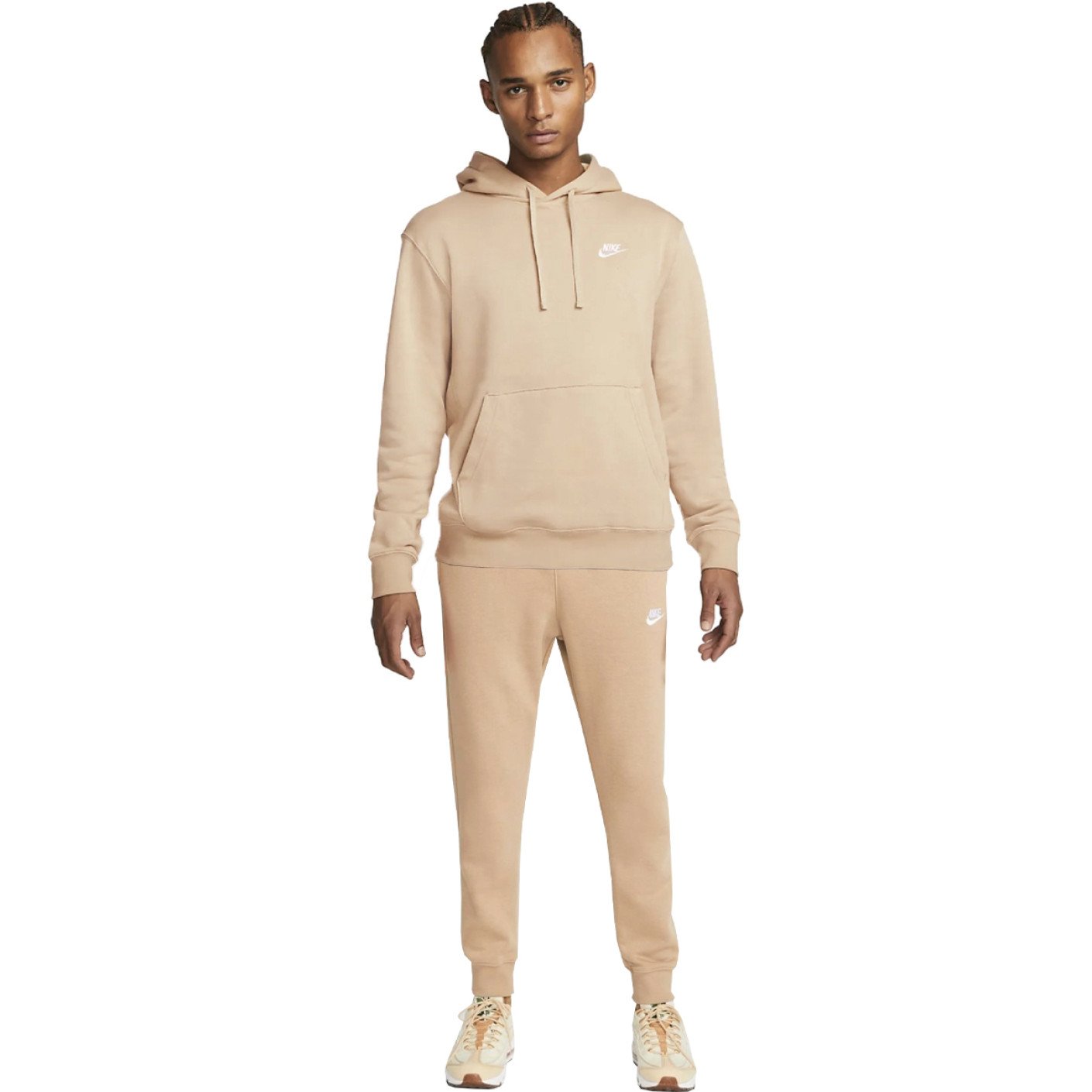 Nike Sportswear Club Fleece Trainingspak Hooded Beige Wit