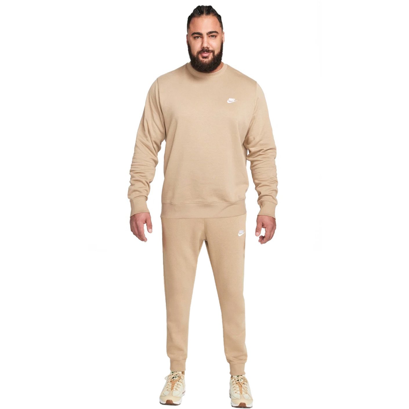 Nike Sportswear Club Fleece Crew Trainingspak Beige Wit