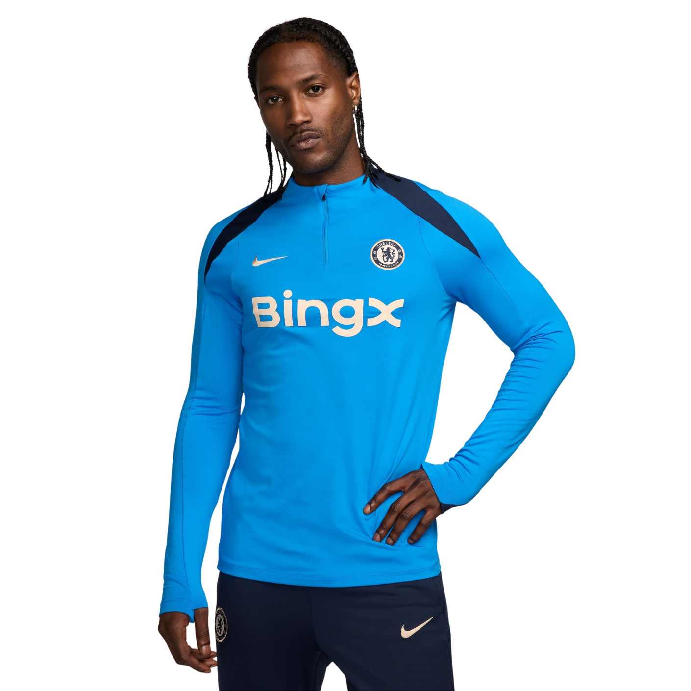 Nike Chelsea Strike Trainingstrui 1/4-Zip 2024-2025 Blauw Donkerblauw