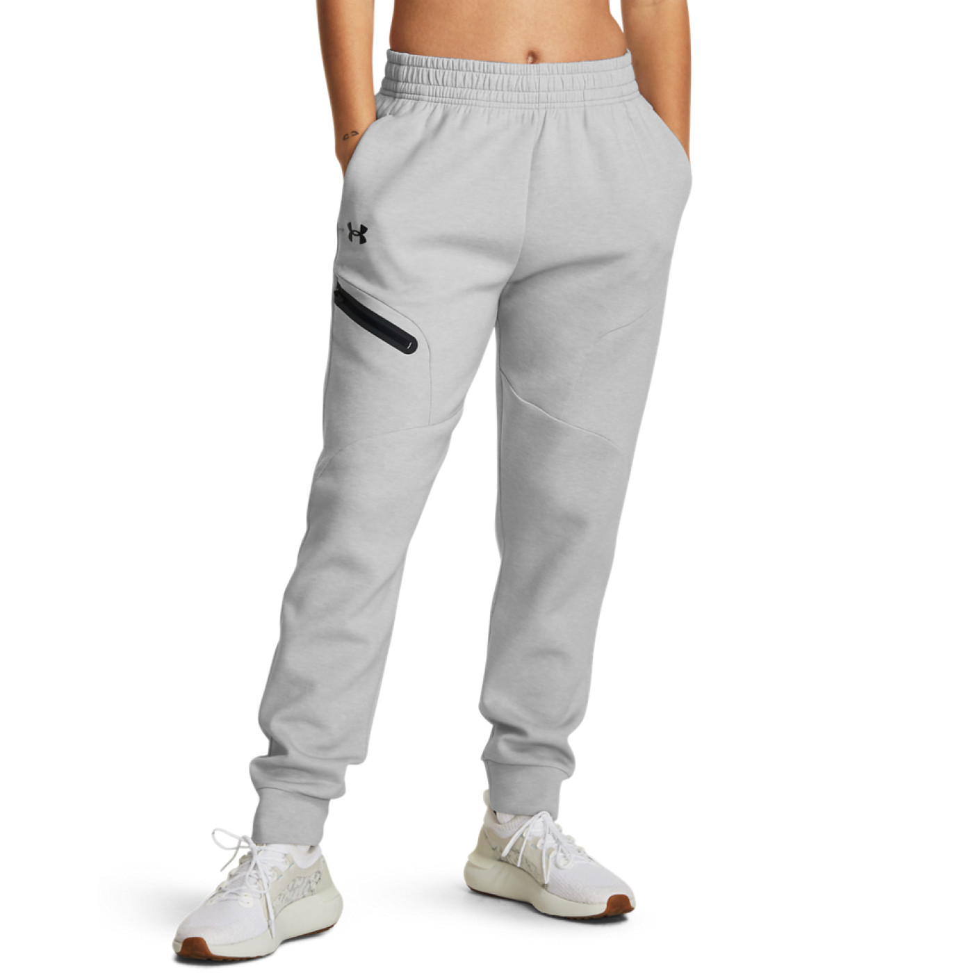 Under Armour Unstoppable Fleece Joggingbroek Dames Grijs Zwart