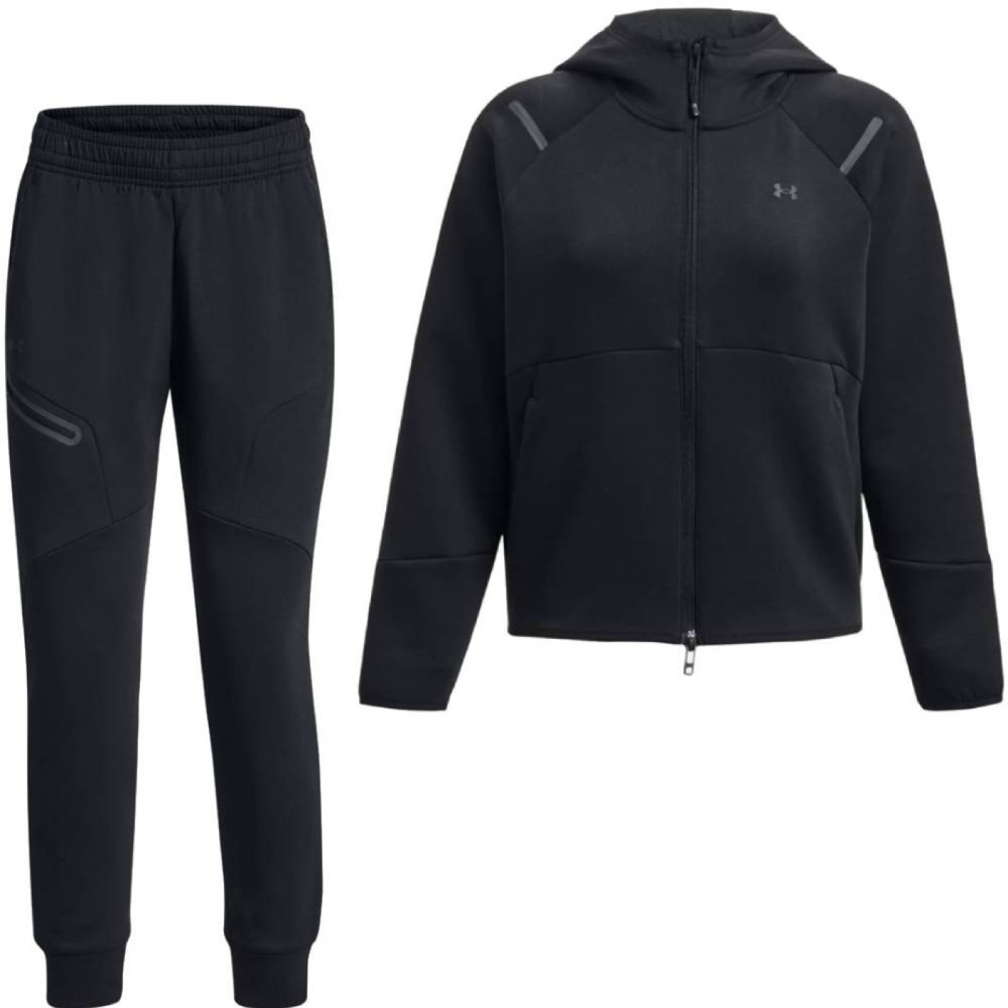 Under Armour Unstoppable Fleece Joggingpak Full-Zip Hooded Dames Zwart Donkergrijs