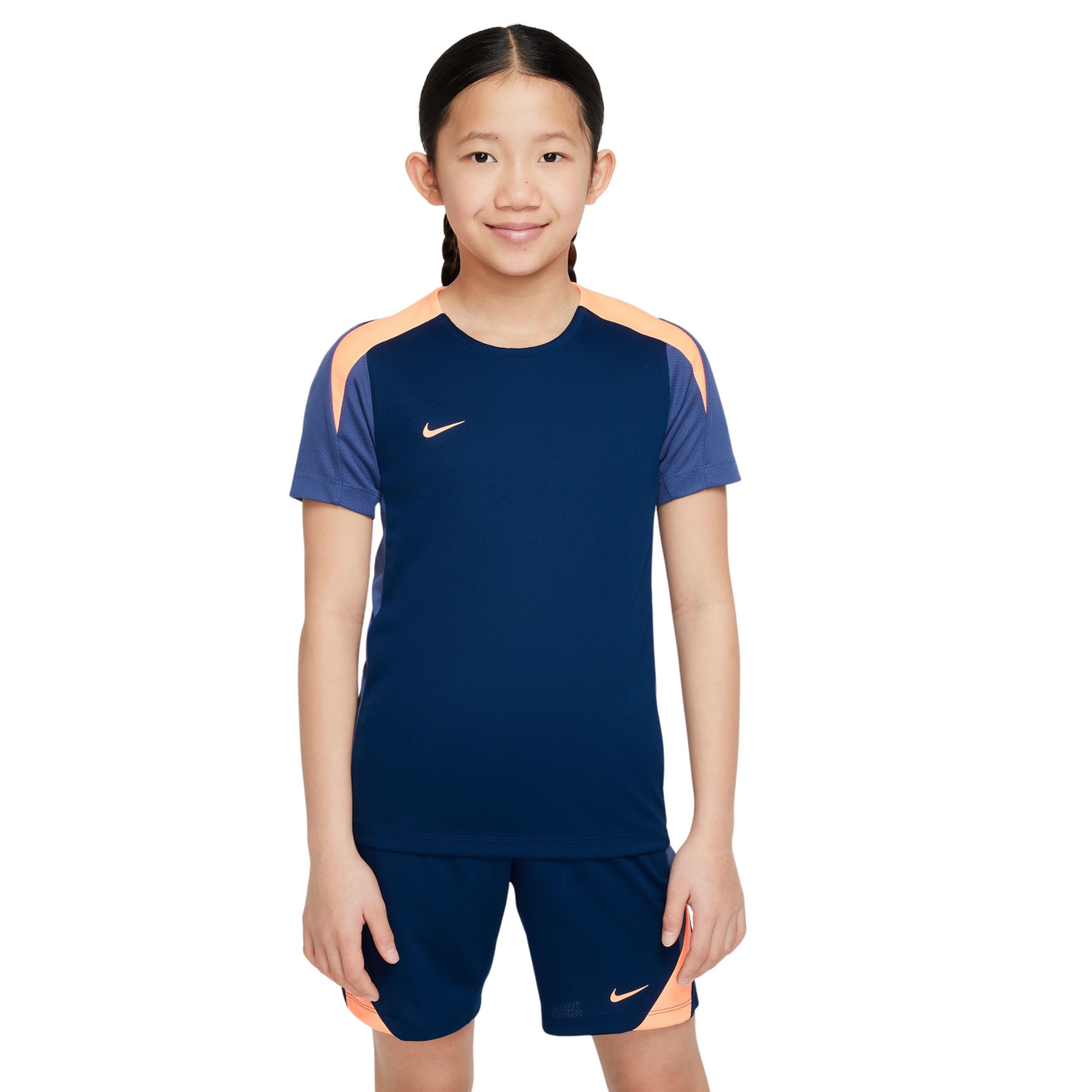 Nike Strike Trainingsshirt Kids Donkerblauw Oranje