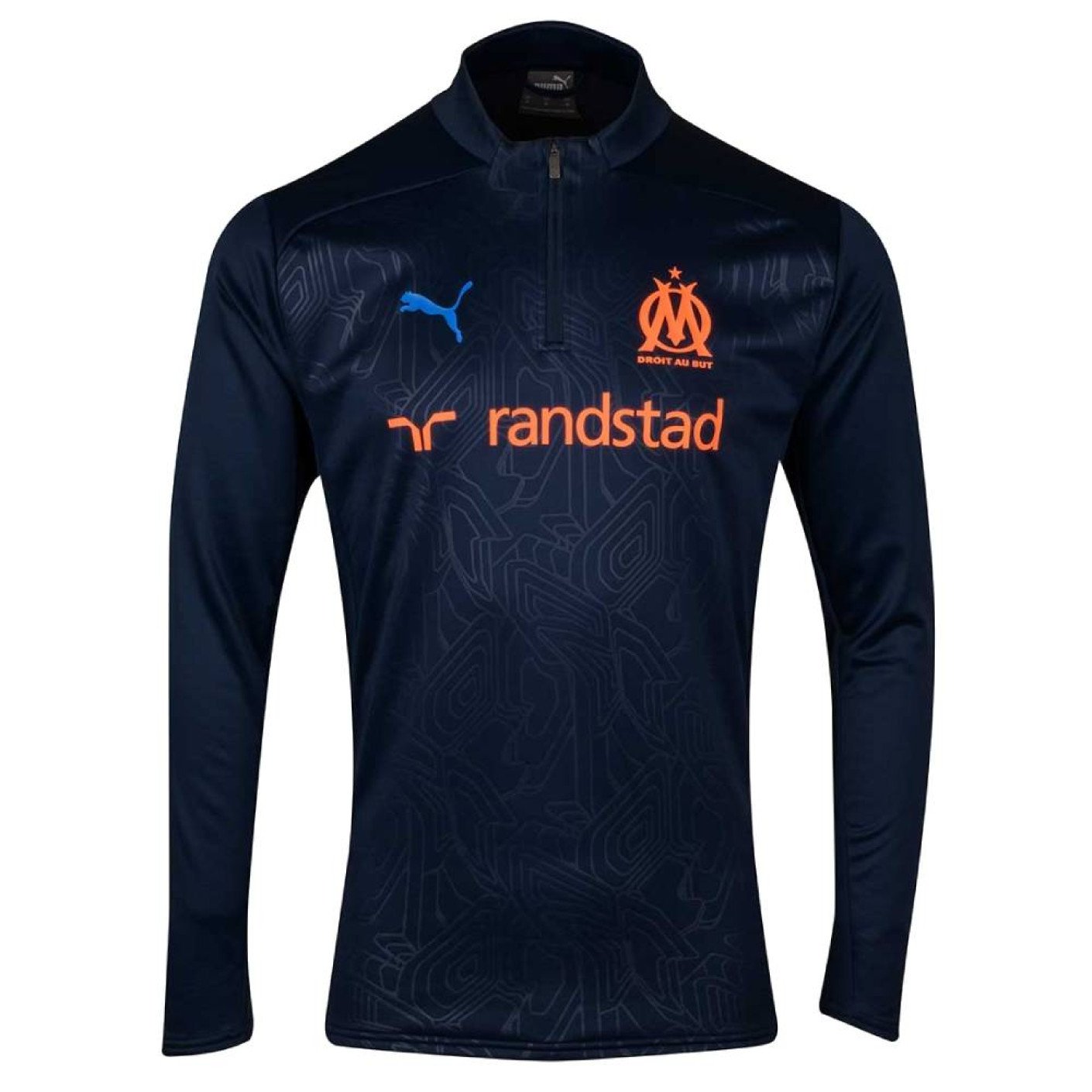 PUMA Olympique Marseille Trainingstrui 1/4-Zip 2024-2025 Donkerblauw Blauw Oranje