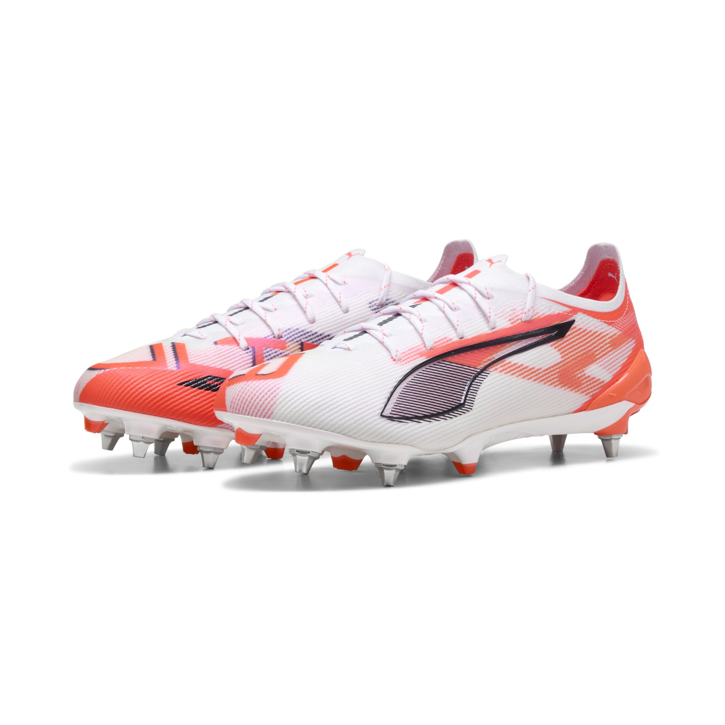 PUMA Ultra 5 Ultimate IJzeren-Nop Voetbalschoenen (SG) Wit Zwart Rood