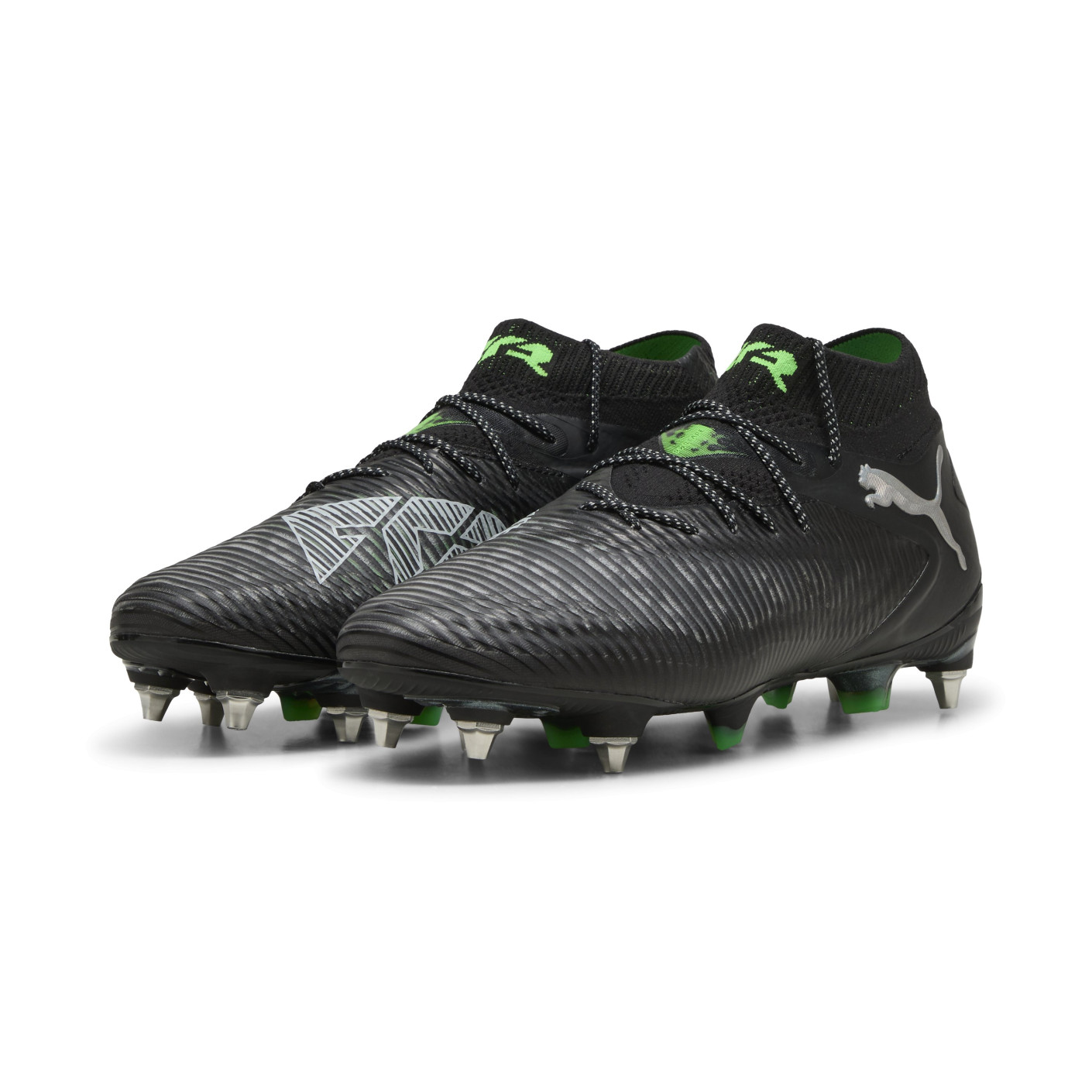 PUMA Future 8 Ultimate IJzeren-Nop Voetbalschoenen (SG) Zwart Grijs Groen