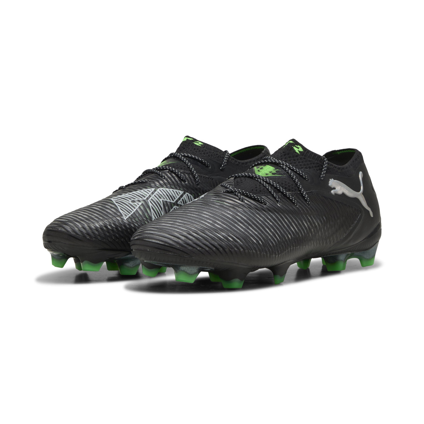 PUMA Future 8 Ultimate Low Gras Voetbalschoenen (FG) Zwart Grijs Groen