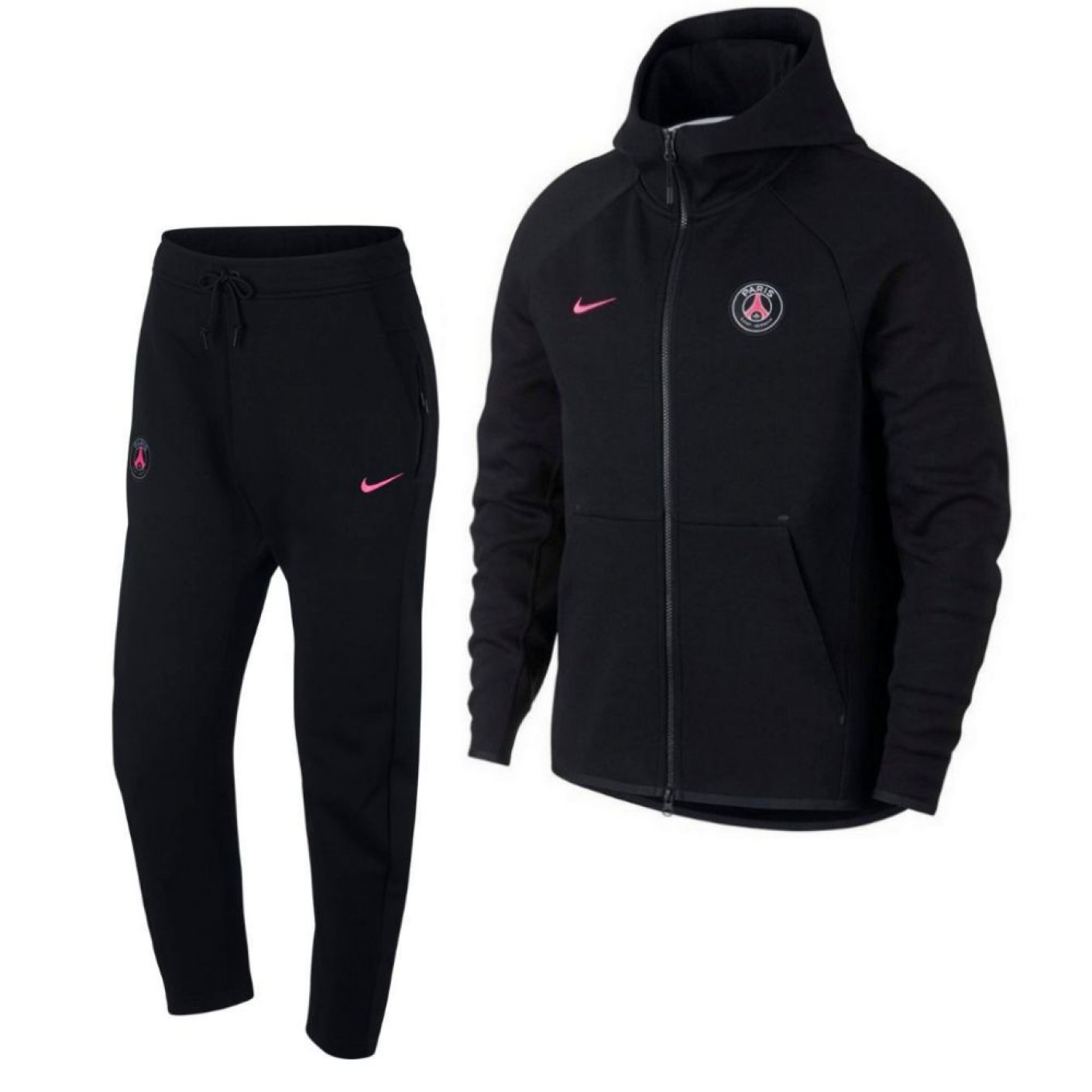 kussen Luiheid Graden Celsius Nike Paris Saint Germain Tech Fleece Trainingspak Zwart Roze