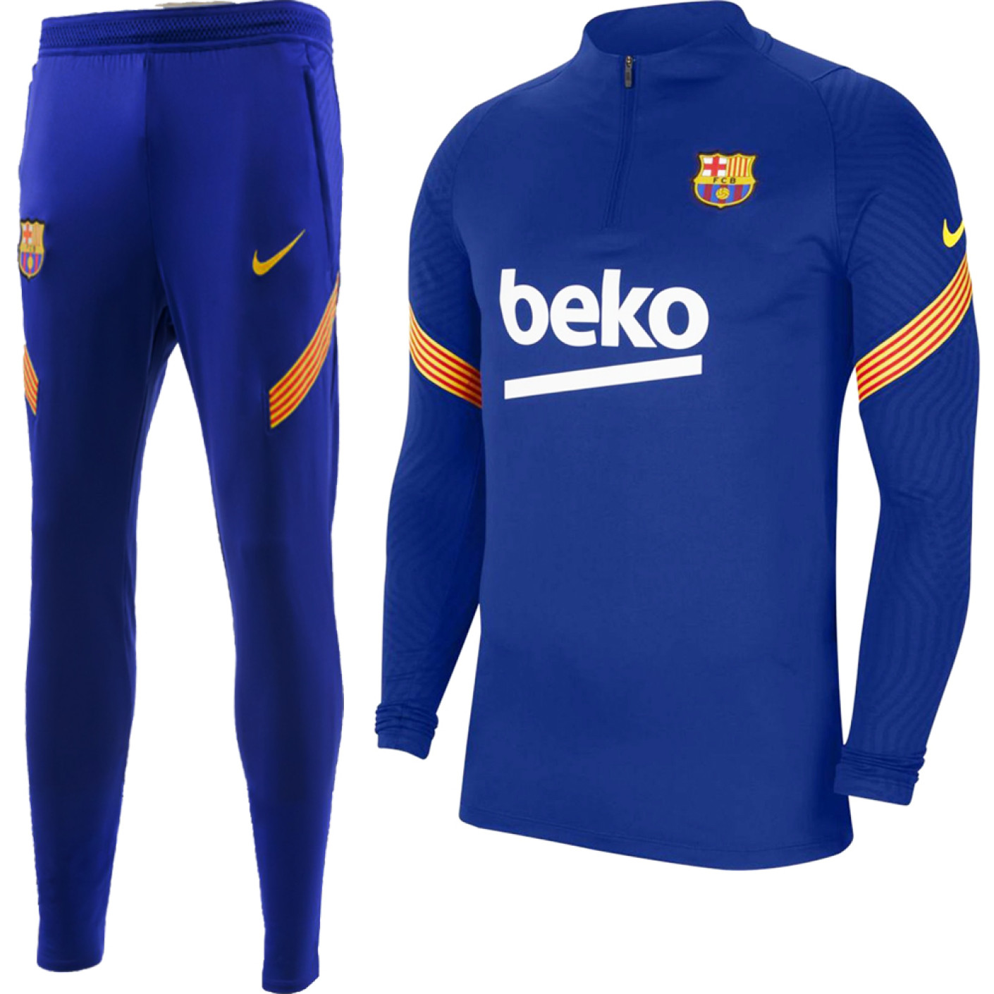 Alice Contract Uluru Nike FC Barcelona Dry Strike Trainingspak 2020-2021 Donkerblauw Geel