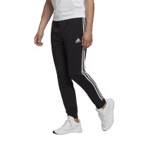 adidas Essentials Fleece Joggingbroek Cuff 3-Stripes Zwart Wit