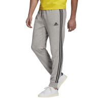 adidas Essentials Fleece Joggingbroek Cuff 3-Stripes Grijs Zwart