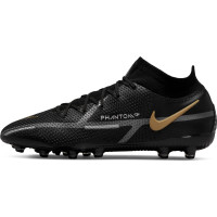 Nike Phantom GT 2 Elite DF Kunstgras Voetbalschoenen (AG) Zwart Donkergrijs Goud