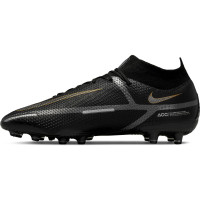 Nike Phantom GT 2 Elite DF Kunstgras Voetbalschoenen (AG) Zwart Donkergrijs Goud