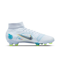 Nike Mercurial Superfly 8 Pro Gras Voetbalschoenen (FG) Grijs Felblauw Geel