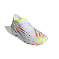 adidas Predator Edge.3 Gras / Kunstgras Voetbalschoenen (MG) Wit Geel Blauw