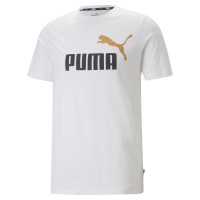 PUMA Essentials+ 2 College Logo T-Shirt Wit Zwart Goud