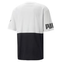 PUMA Power College Block T-Shirt Wit Zwart