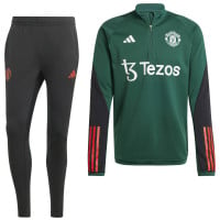 adidas Manchester United Trainingspak 1/4-Zip 2023-2024 Groen Zwart Rood